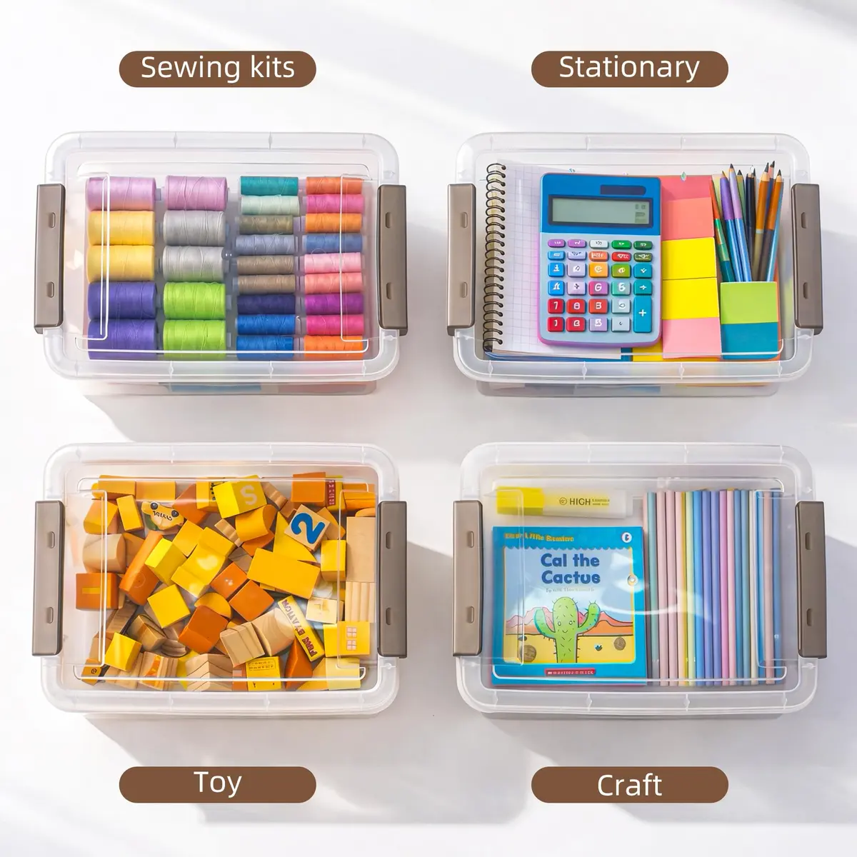 Citylife 3.3 Qt Storage Bins with Lids | Stackable Plastic Organizer for Office & School Supplies - view 7