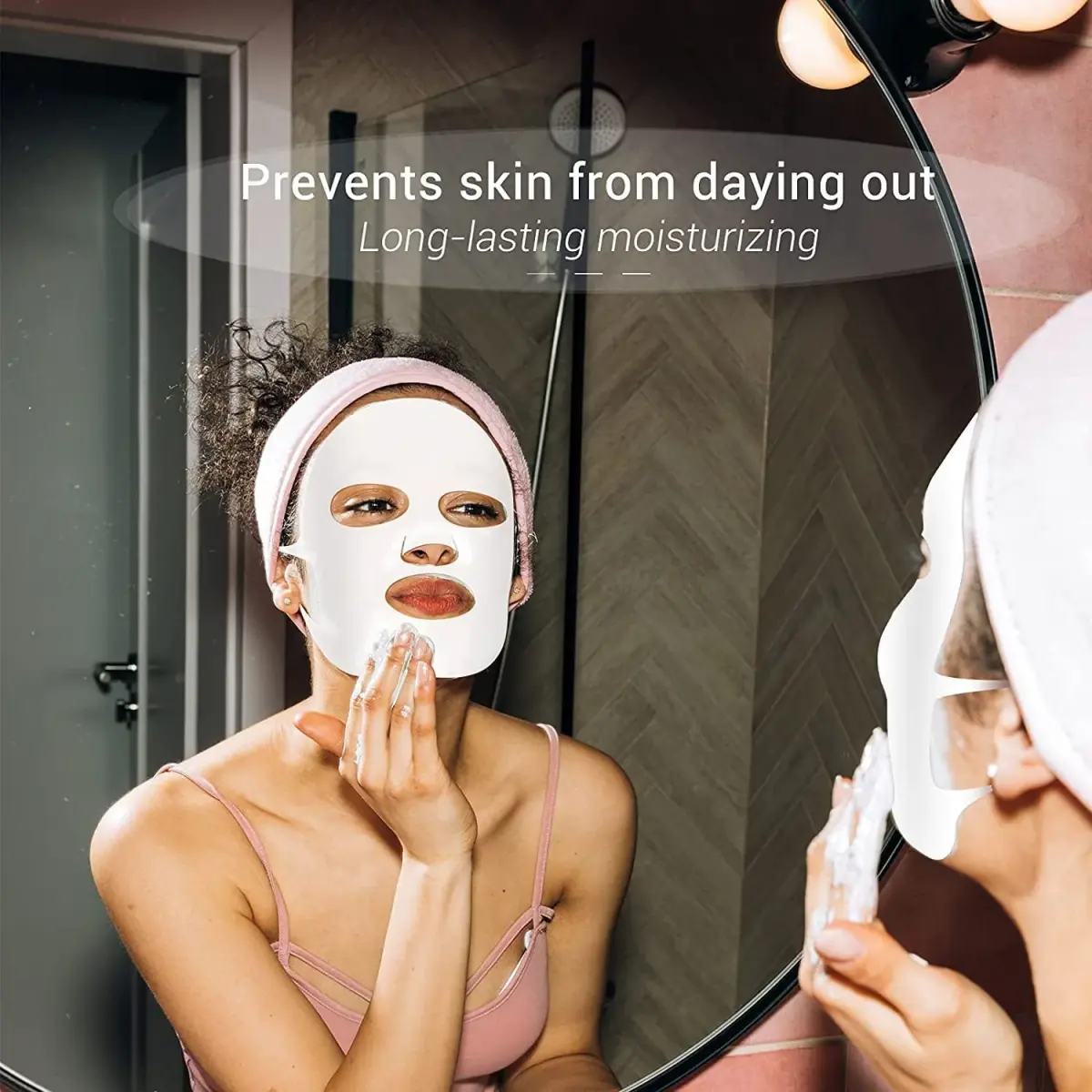 GEOOT Reusable Silicone Face Mask Holder 2 Pack (White + Pink) | Prevents Sheet Mask Evaporation - view 5