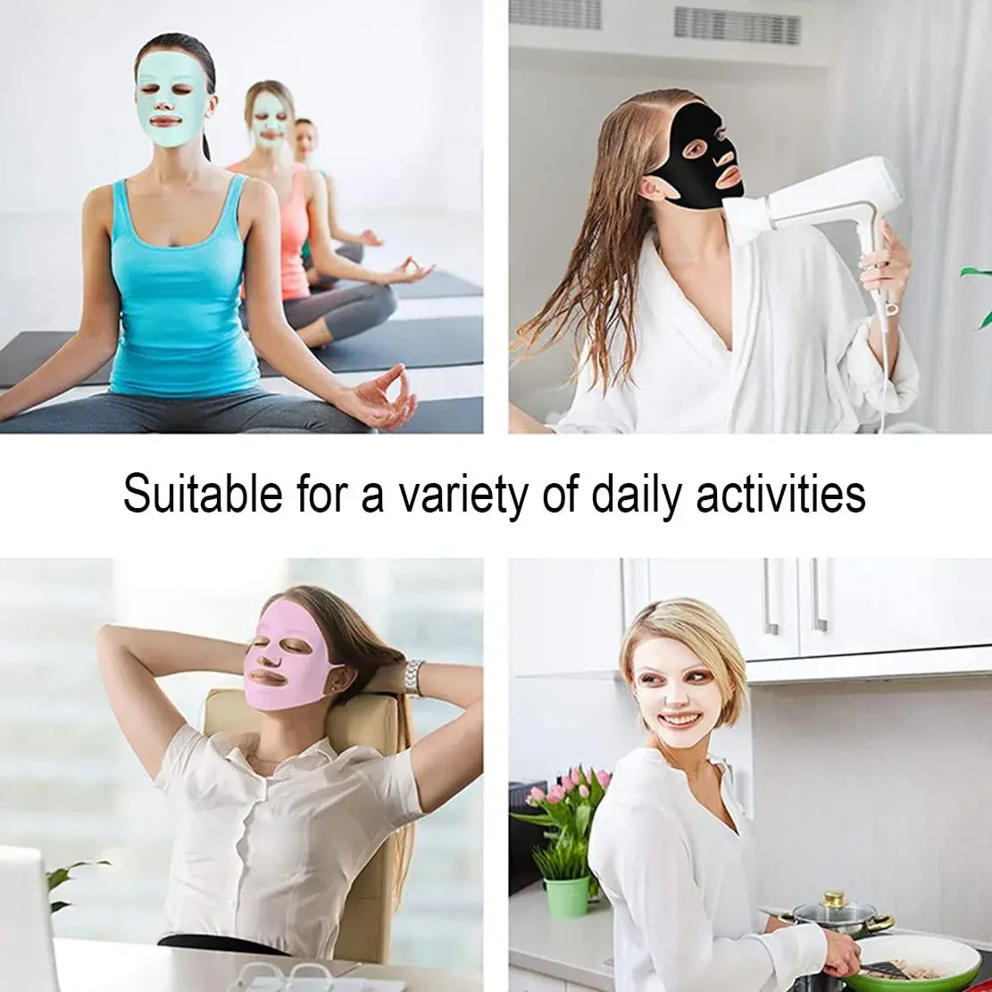 GEOOT Reusable Silicone Face Mask Holder 2 Pack (White + Pink) | Prevents Sheet Mask Evaporation - view 6