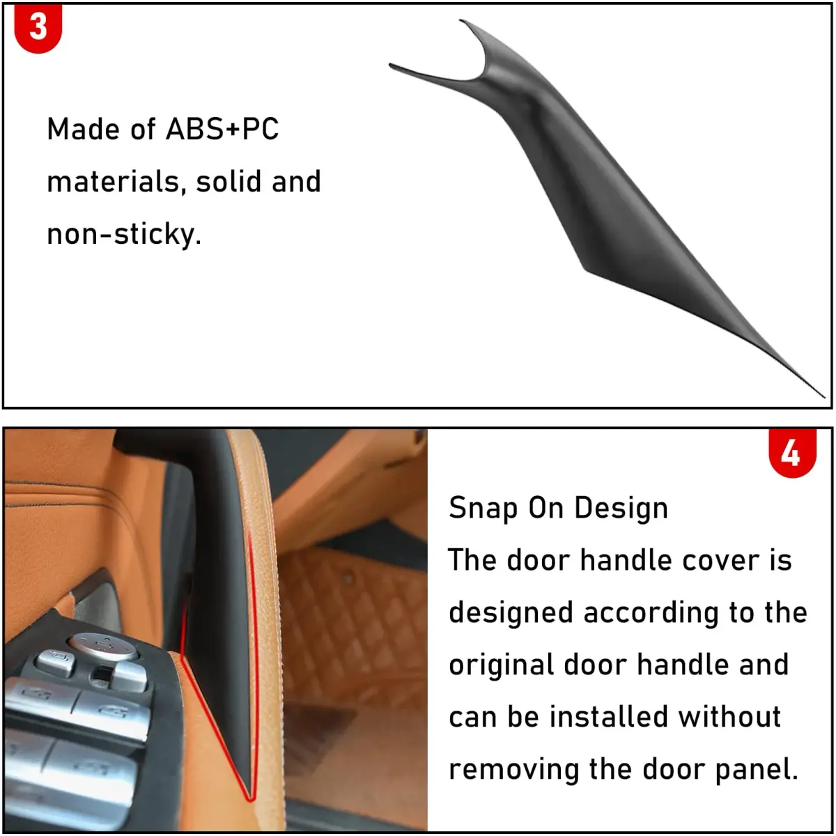 Jaronx BMW 5 Series G30 G31 F90 M5 Door Handle Covers 2017-2022 (2-Piece Set, Black) - view 6