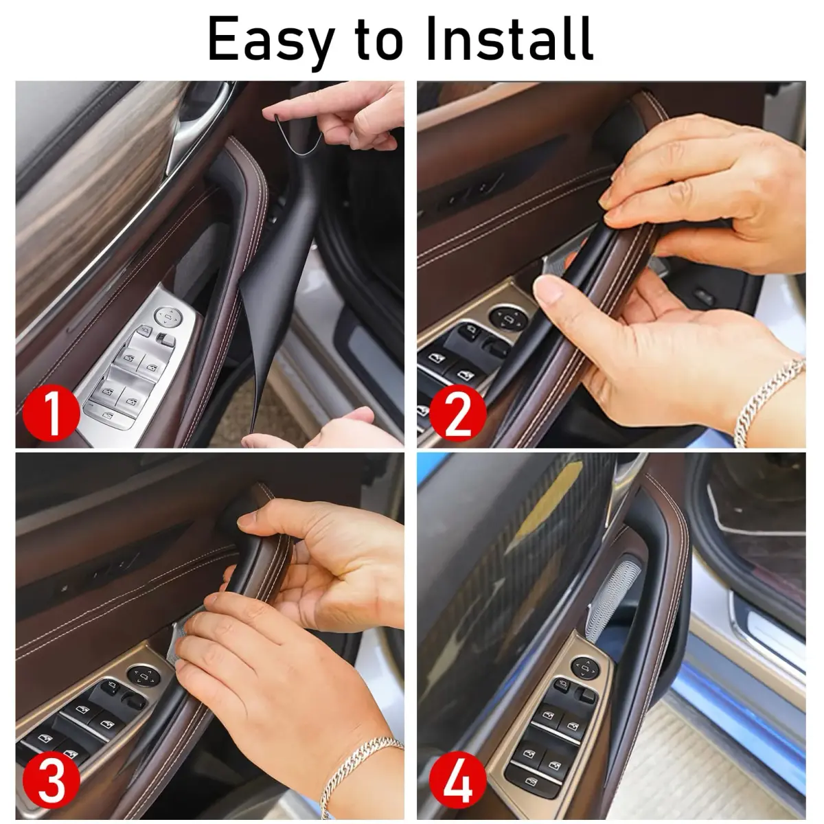 Jaronx BMW 5 Series G30 G31 F90 M5 Door Handle Covers 2017-2022 (2-Piece Set, Black) - view 7