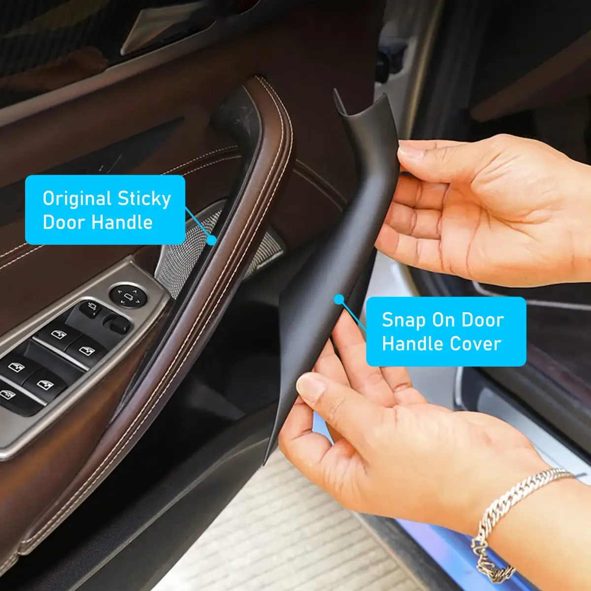 Jaronx BMW 5 Series G30 G31 F90 M5 Door Handle Covers 2017-2022 (2-Piece Set, Black) - view 4