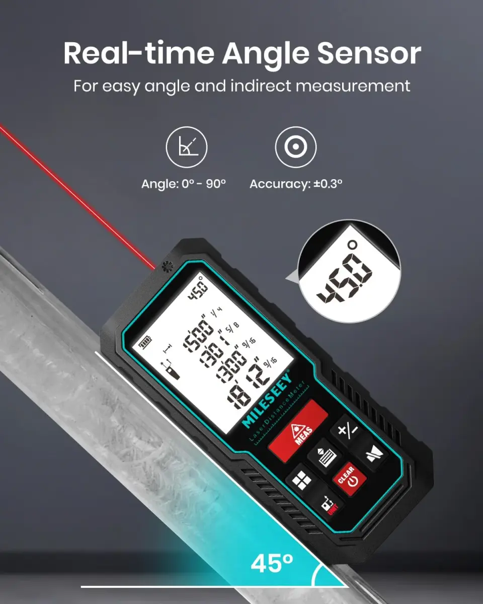 MILESEEY Laser Measure D5 120M 393ft (120m) | Accurate Angle Sensor & Volume Calculation - view 4