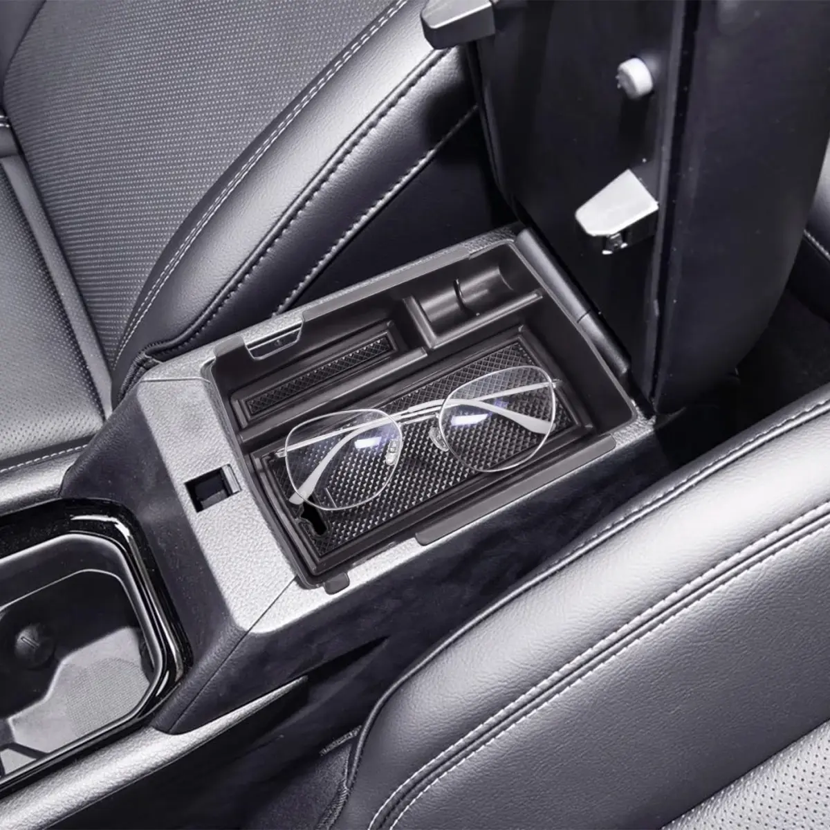TACOBRO Black Center Console Organizer Tray for Jeep Compass 2022-2025 | Secondary Storage Divider with USB Hole - view 6