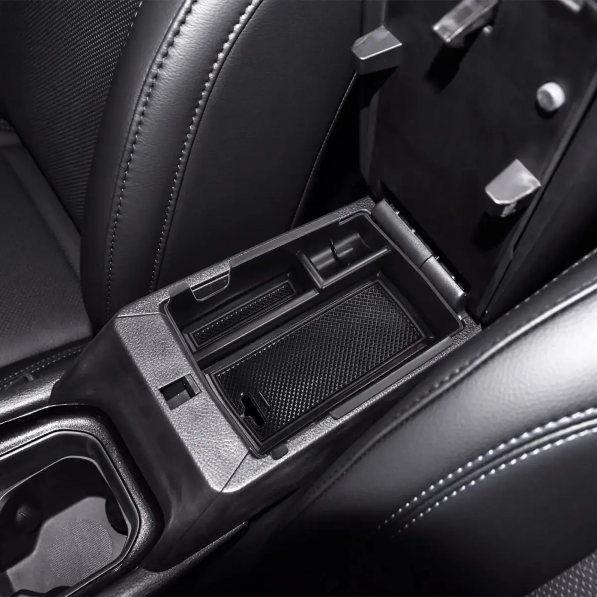 TACOBRO Black Center Console Organizer Tray for Jeep Compass 2022-2025 | Secondary Storage Divider with USB Hole - view 3