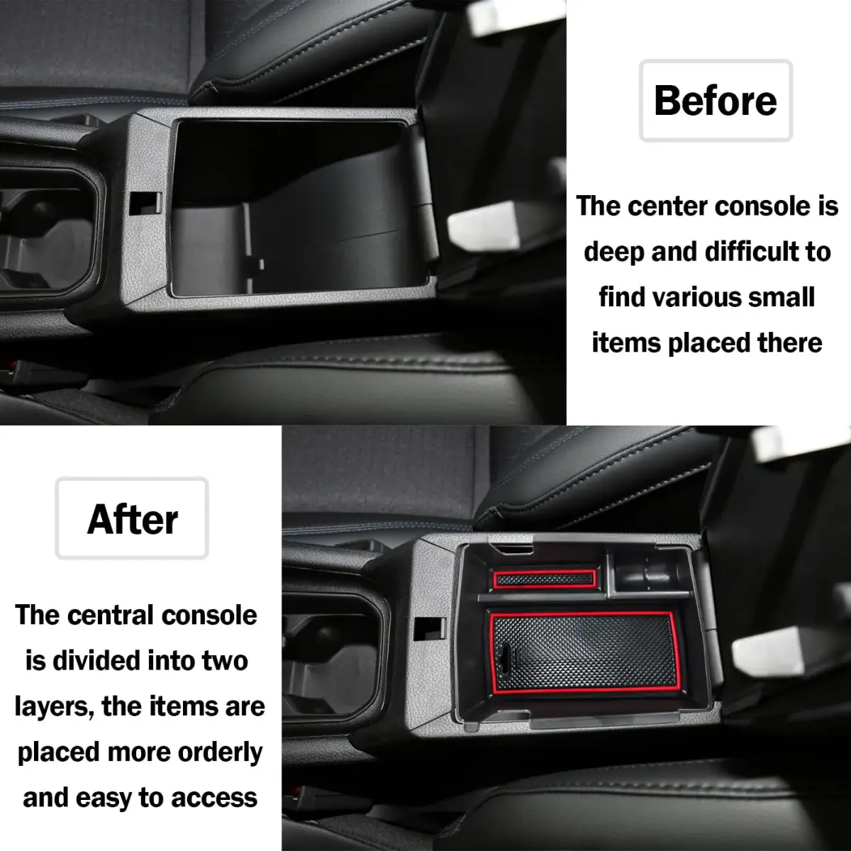TACOBRO Red Center Console Organizer Tray for Jeep Compass 2022-2025 | Fits OEM Console - view 5