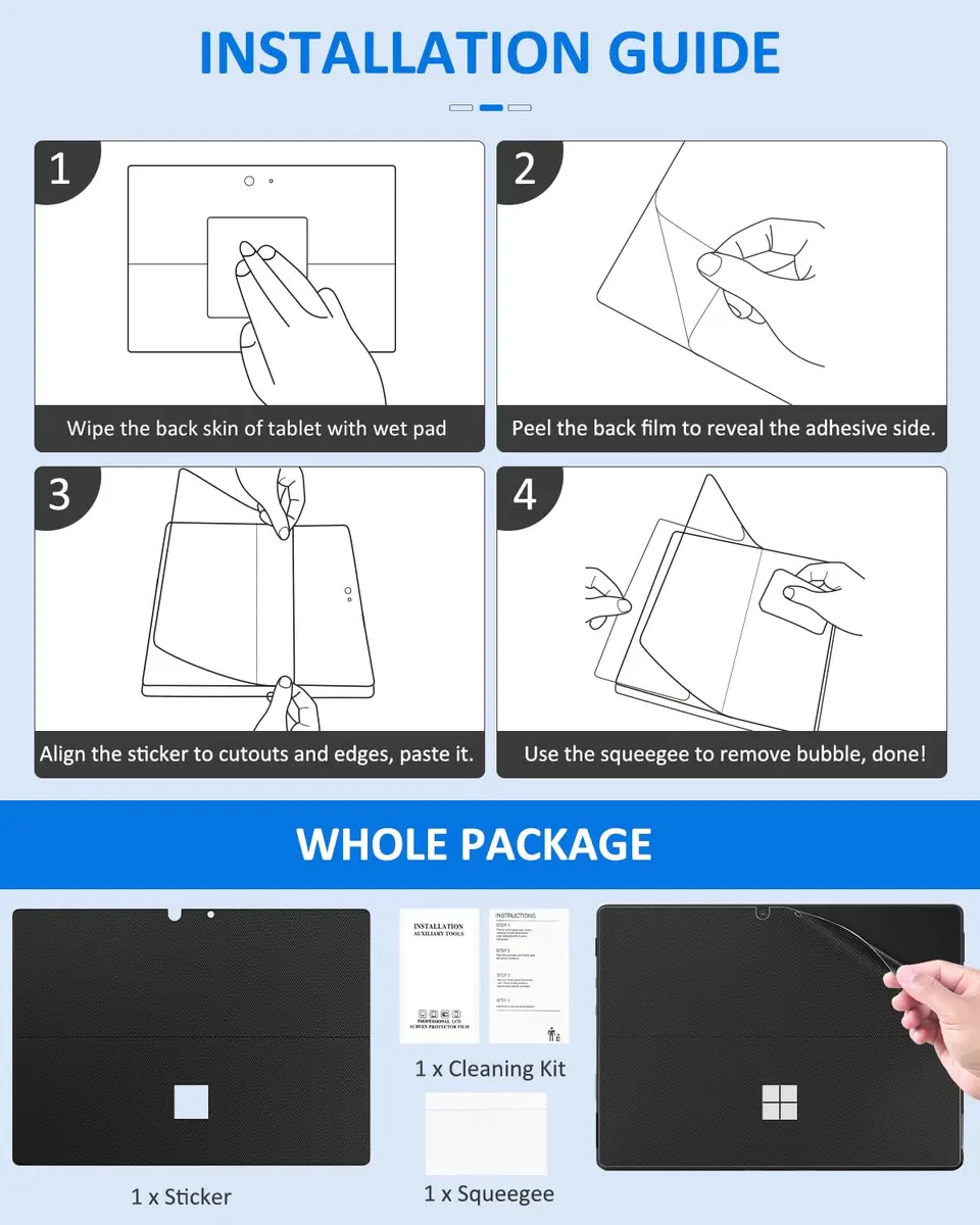 MoKo Tablet Back Skin Stick Decal for Microsoft Surface Pro 12th 2026 | Slim, Water-Resistant, Easy to Apply - view 7