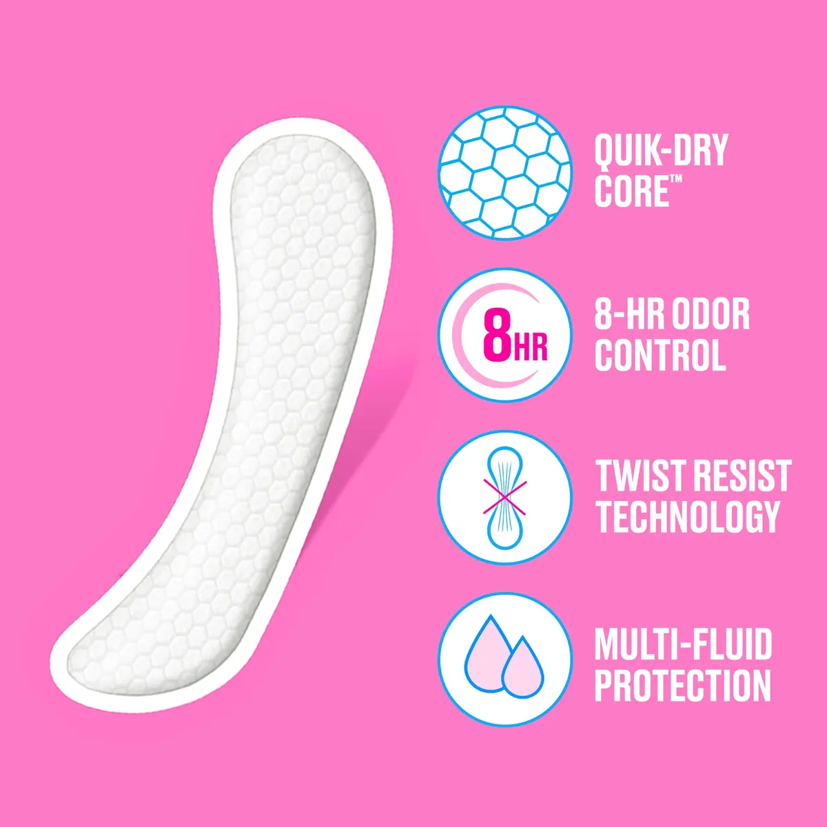 Carefree Extra Long Unscented Panty Liners, 100 Count | 20.3 cm (8 inch) Daily Protection - view 3