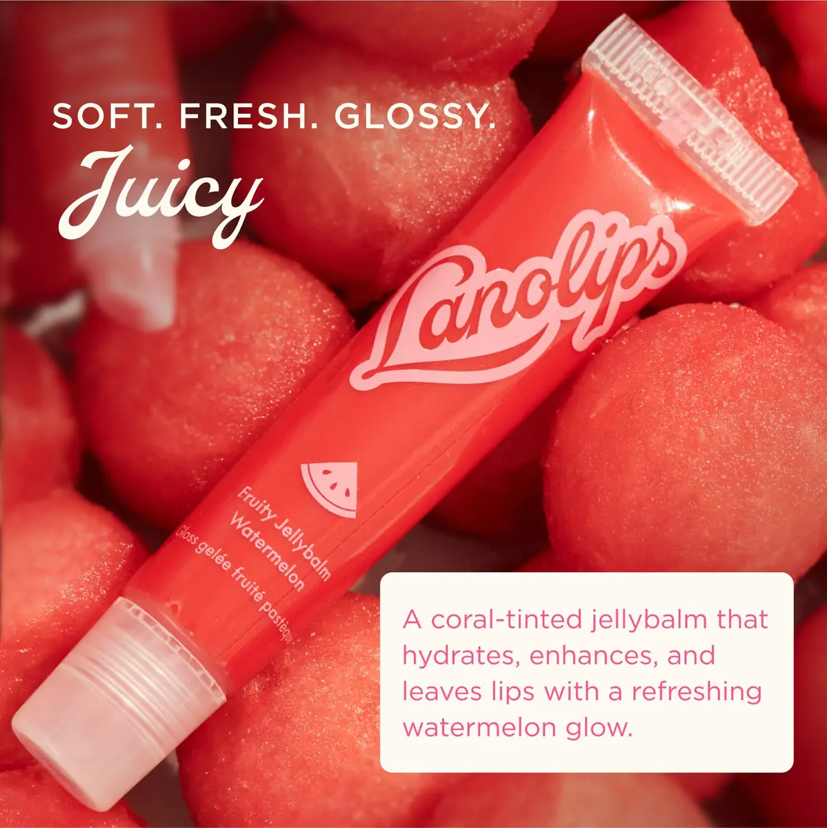 Lanolips Fruity Jellybalm - Tinted Lip Balm & Jelly Lip Gloss Watermelon 10g | Moisturizing Lanolin Lip Makeup - view 2