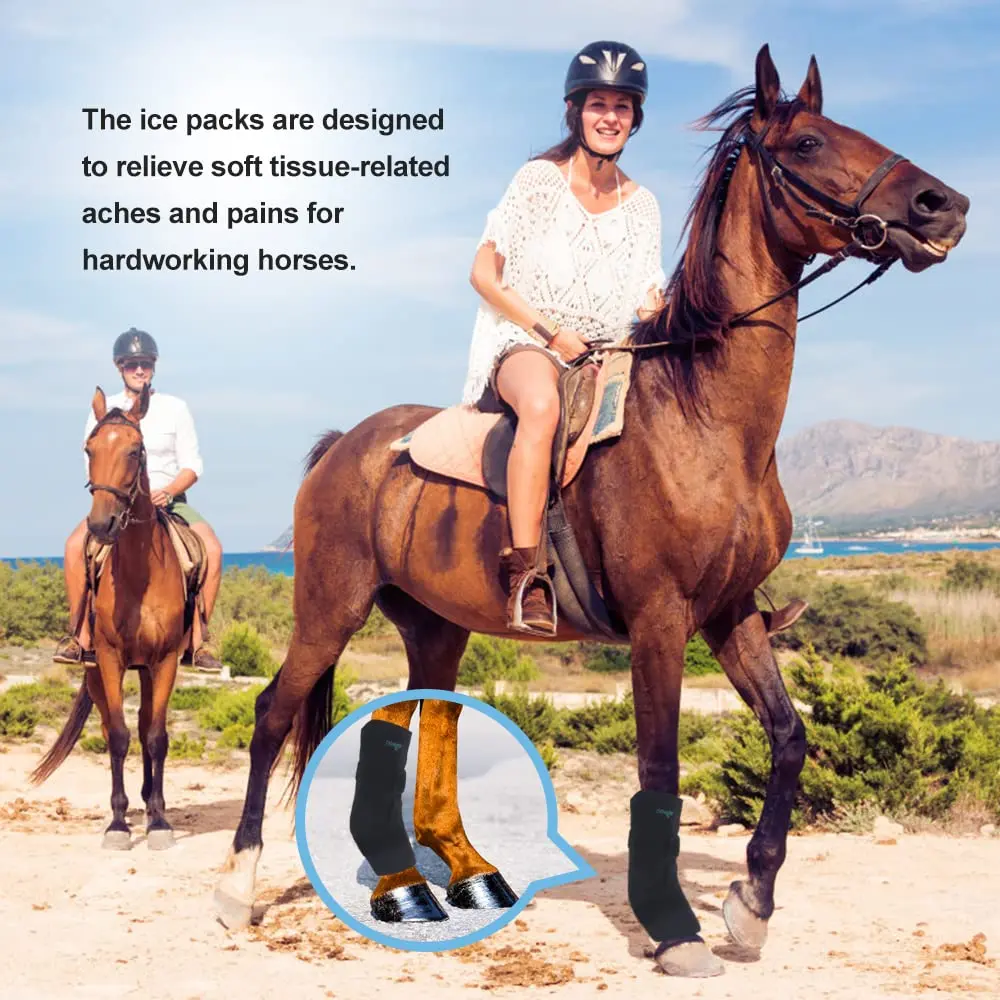 NEWGO Horse Ice Pack, 16.7"x 15" Contoured Wrap with 2 Gel Packs | Soft Neoprene Cover for Soft Tissue Relief - view 6