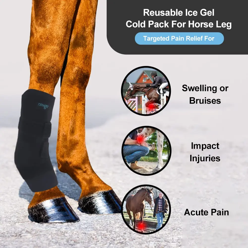 NEWGO Horse Ice Pack, 16.7"x 15" Contoured Wrap with 2 Gel Packs | Soft Neoprene Cover for Soft Tissue Relief - view 2