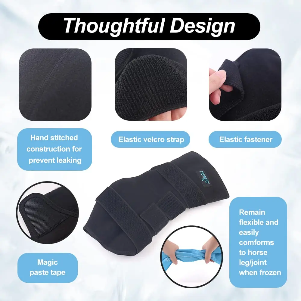 NEWGO Horse Ice Pack, 16.7"x 15" Contoured Wrap with 2 Gel Packs | Soft Neoprene Cover for Soft Tissue Relief - view 3
