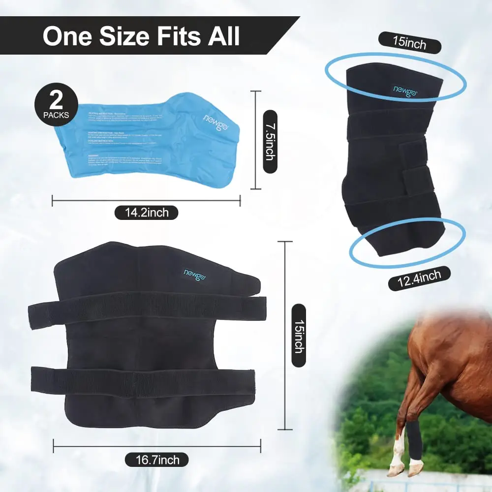 NEWGO Horse Ice Pack, 16.7"x 15" Contoured Wrap with 2 Gel Packs | Soft Neoprene Cover for Soft Tissue Relief - view 4