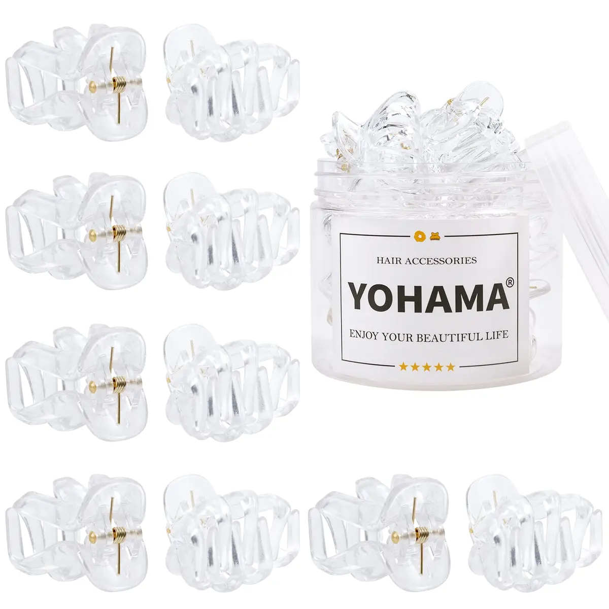 YOHAMA Clear Octopus Claw Clips 10 Count (4cm/1.57 inch) | Secure Hold for Thin to Thick Hair - main product image