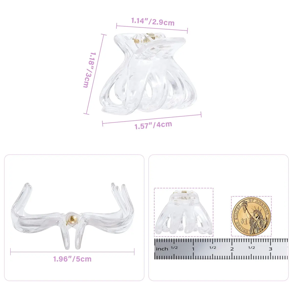 YOHAMA Clear Octopus Claw Clips 10 Count (4cm/1.57 inch) | Secure Hold for Thin to Thick Hair - view 2