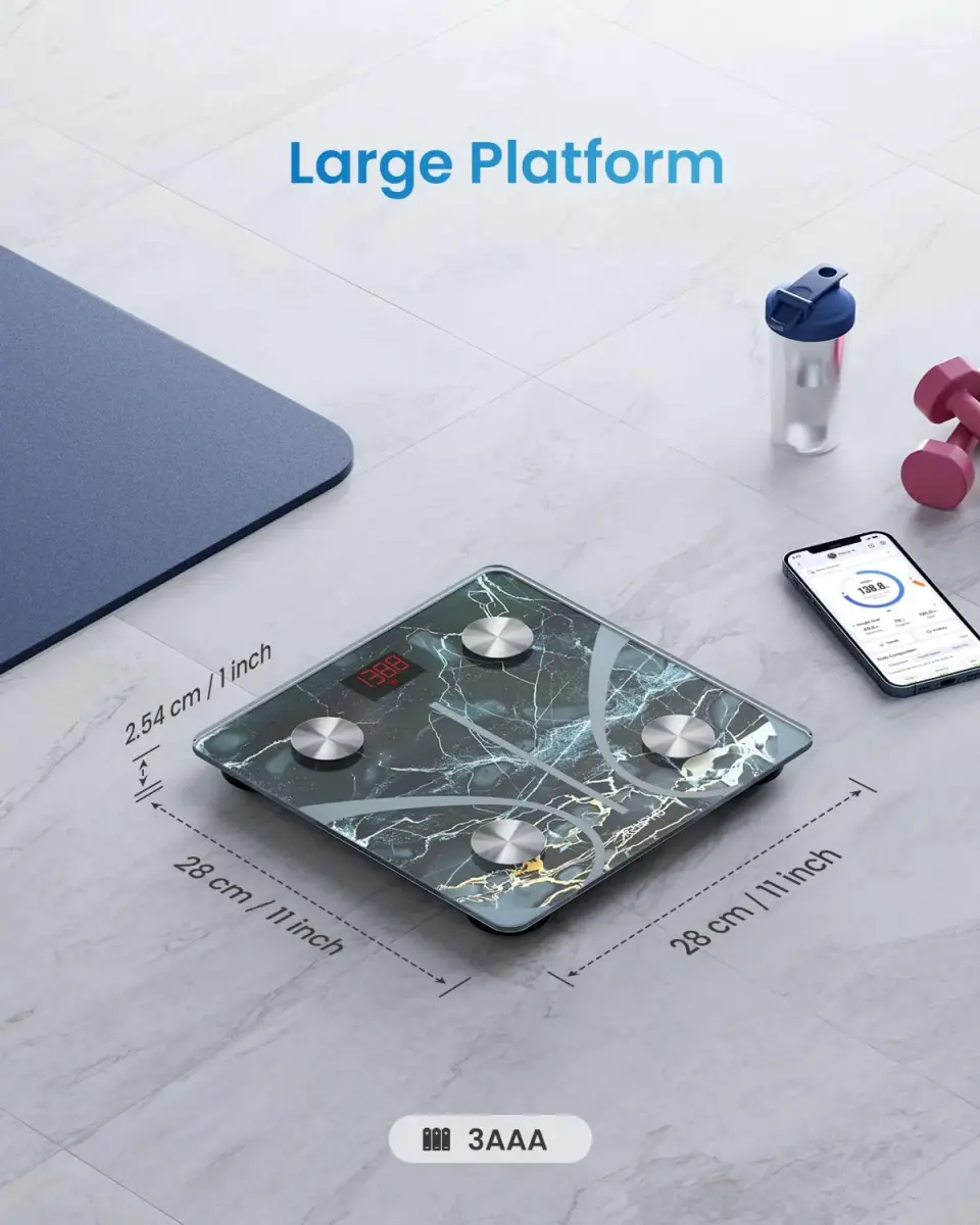 RENPHO Smart Scale for Body Weight, BMI & Body Fat, 13 Metrics, Marble | FDA Approved, 400 lbs Capacity - view 8