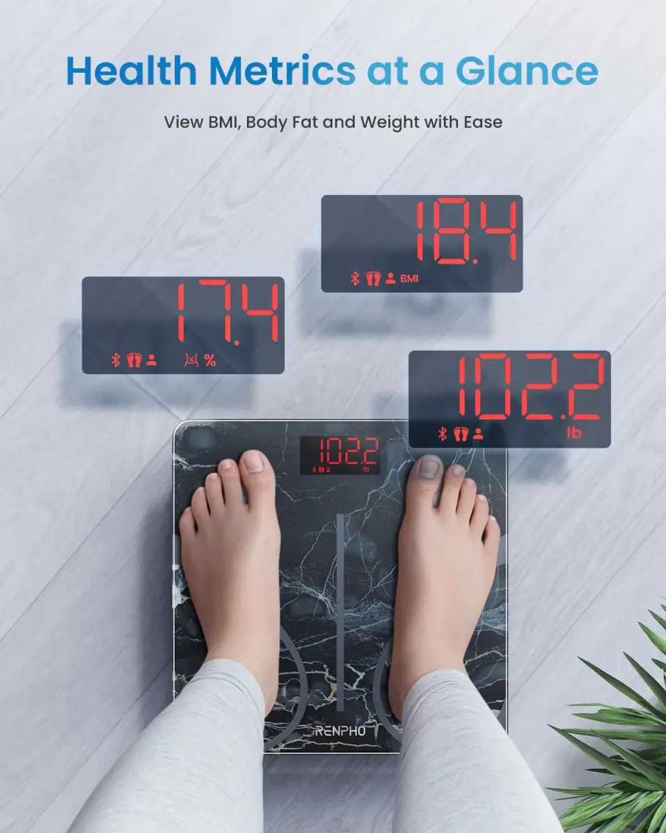 RENPHO Smart Scale for Body Weight, BMI & Body Fat, 13 Metrics, Marble | FDA Approved, 400 lbs Capacity - view 2