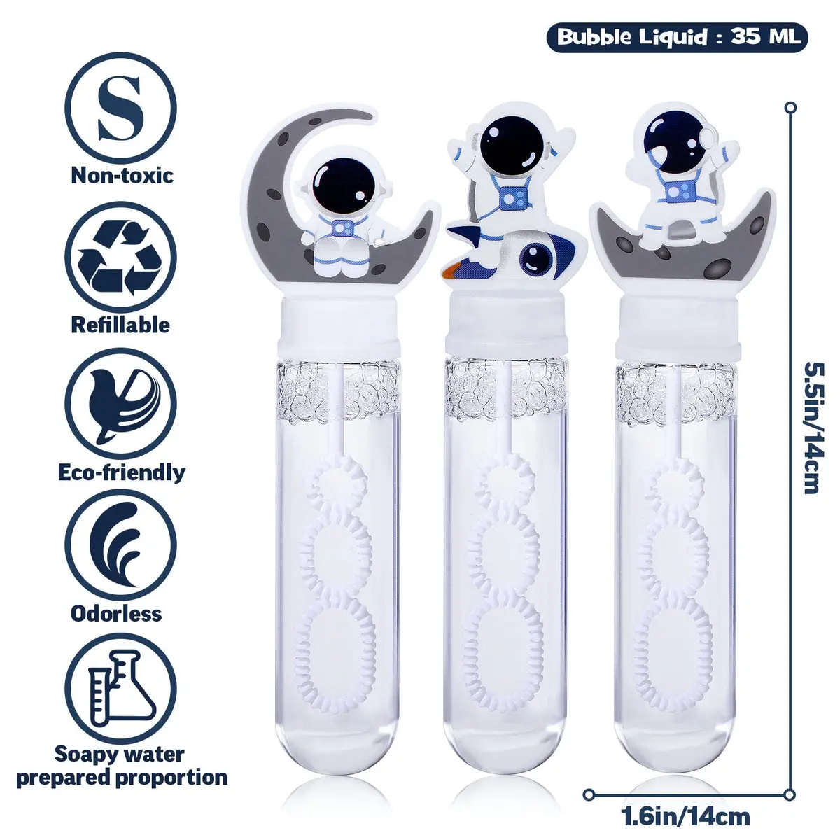 Winrayk Astronaut Bubble Wands 24-Pack (35ml Each) | ASTM-Tested Non-Toxic Space Party Favors - view 6