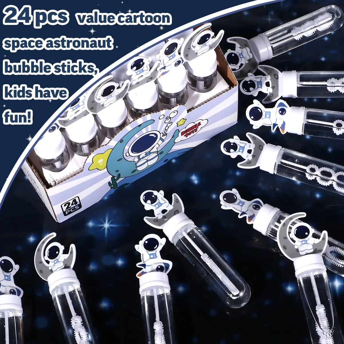 Winrayk Astronaut Bubble Wands 24-Pack (35ml Each) | ASTM-Tested Non-Toxic Space Party Favors - view 2