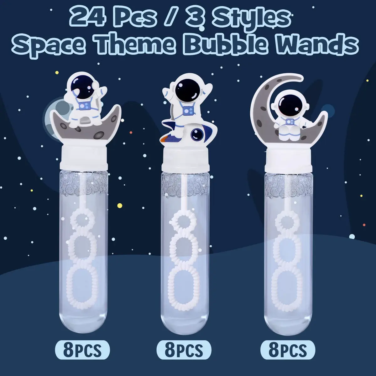 Winrayk Astronaut Bubble Wands 24-Pack (35ml Each) | ASTM-Tested Non-Toxic Space Party Favors - view 3