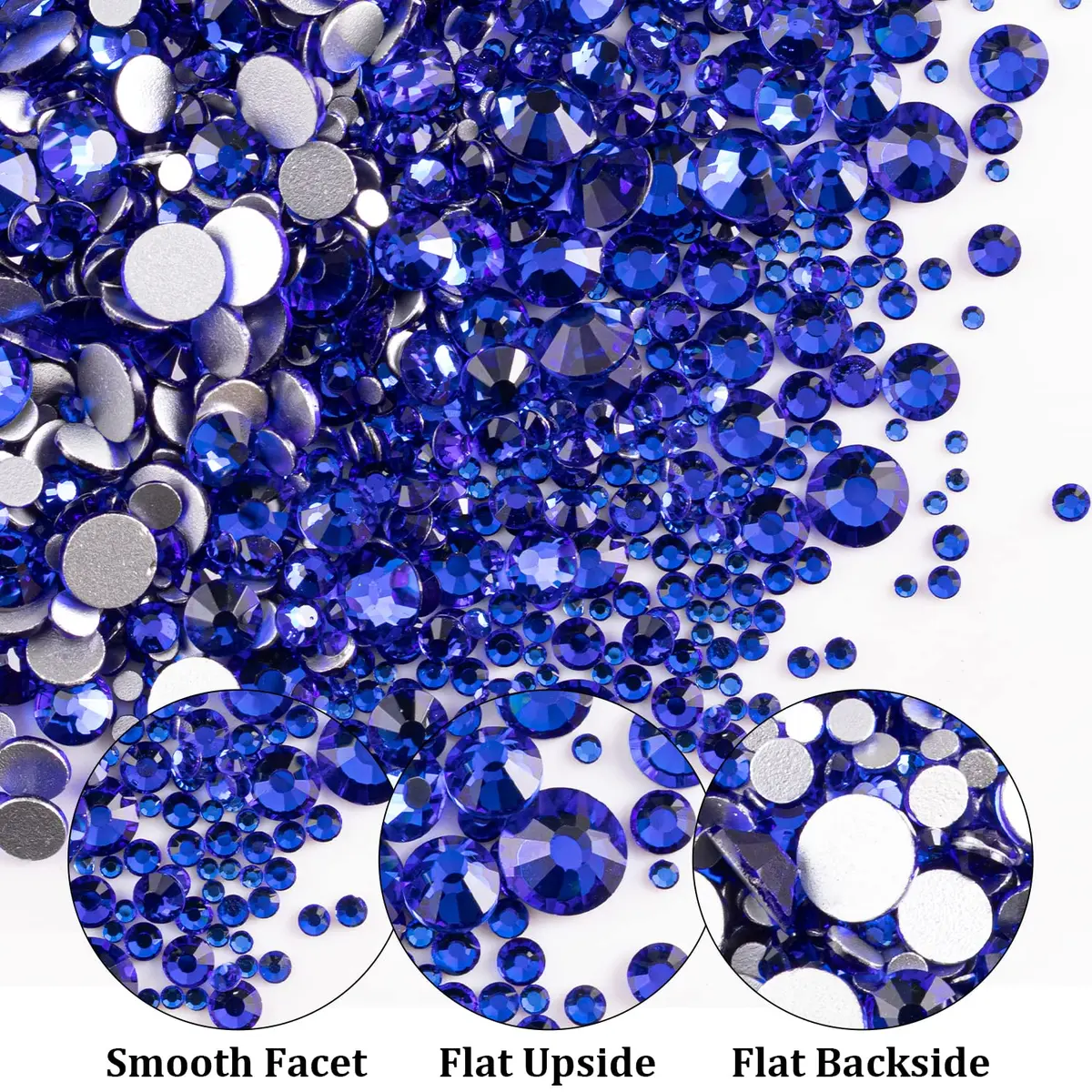 BELLEBOOST Craft Bead 2000 pcs | 6 Sizes Royal Blue Flatback Rhinestones for Nail Art & DIY - view 3