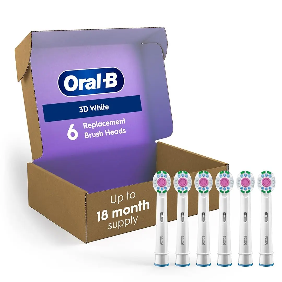 Oral-B 3D White Replacement Brush Heads (6 Count) | Whitens Teeth from Day 1 - main product image