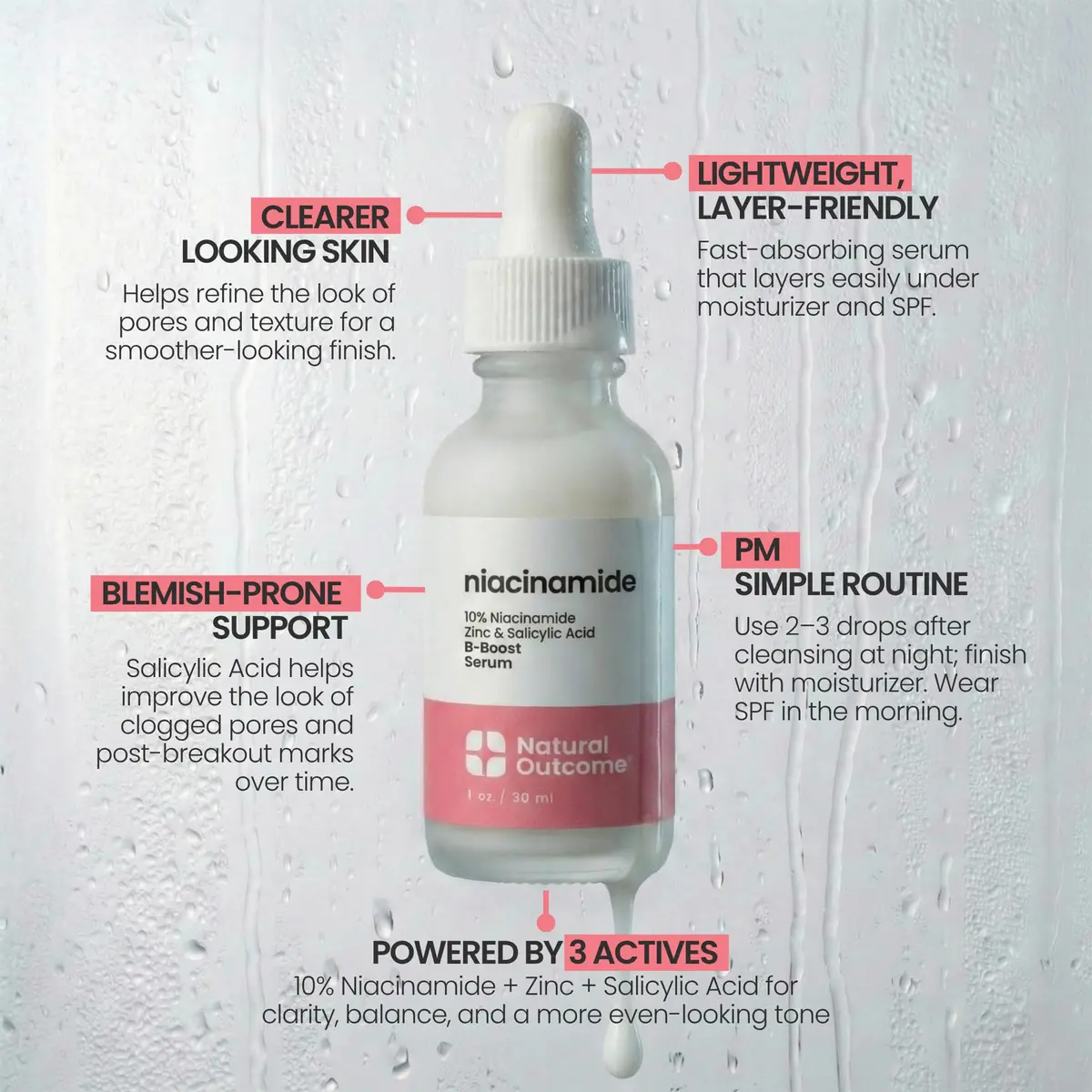 natural outcome Niacinamide Serum for Face 1 Fl Oz | Acne & Pore Reduction, Skin Balance - view 7