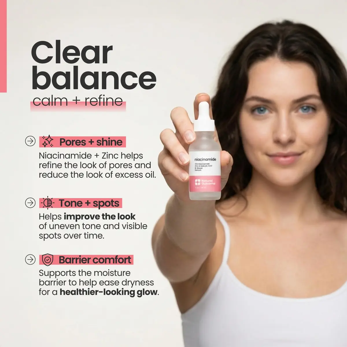 natural outcome Niacinamide Serum for Face 1 Fl Oz | Acne & Pore Reduction, Skin Balance - view 3