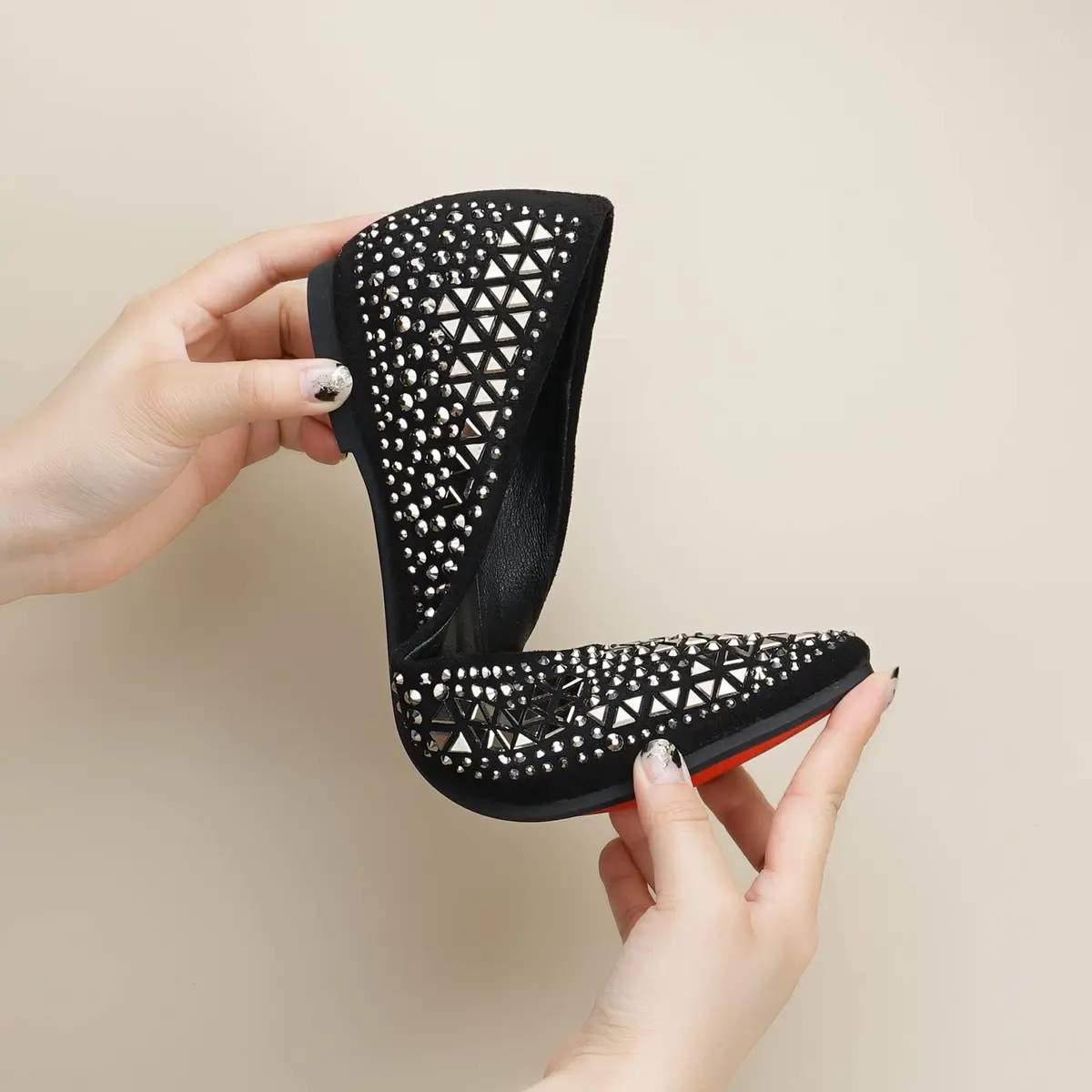 LIYUHANJIALU Flats Shoes Women Rhinestone Pointed Head Ballet Flats 7 | Comfortable Soft Memory Foam Insole - view 2