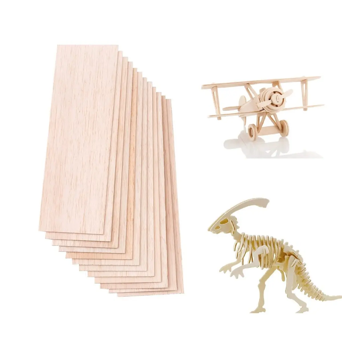 iUoczi 12 Pack Balsa Wood Sheets 4 x 12 Inch | Unfinished Natural Craft Wood for Models & DIY (70-120 chars) - main product image
