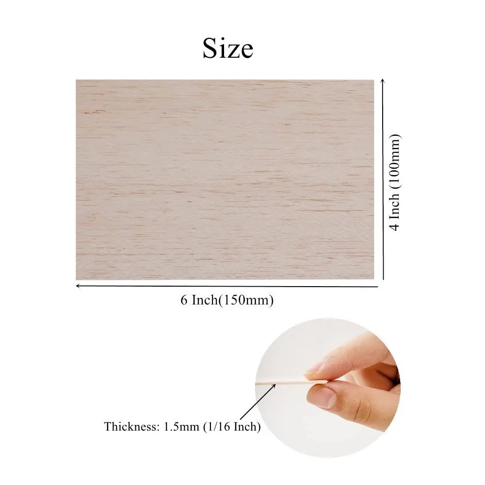 iUoczi 12 Pack Balsa Wood Sheets 150x100x1.5mm | Unfinished Natural Craft Wood for Models & DIY - view 5