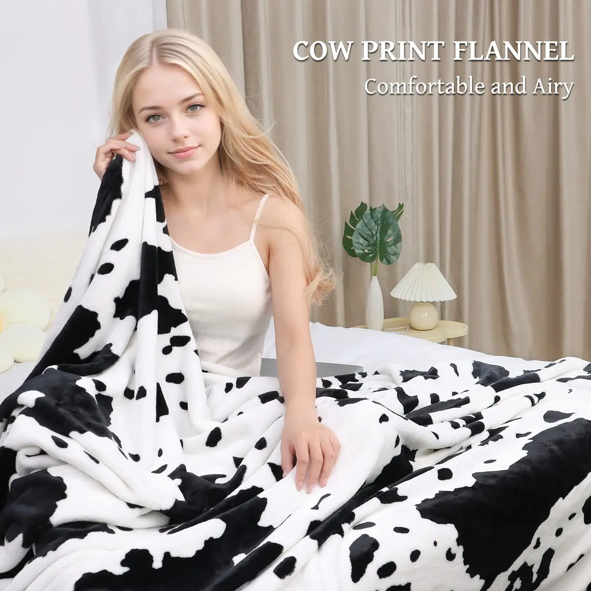 SEEGU Fleece Blanket for Kids 40x50in | Soft Microfiber Cow Print for All Seasons - view 3
