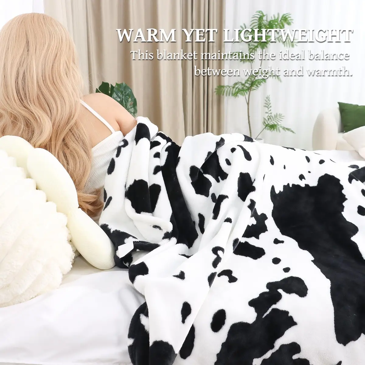 SEEGU Fleece Blanket for Kids 40x50in | Soft Microfiber Cow Print for All Seasons - view 4