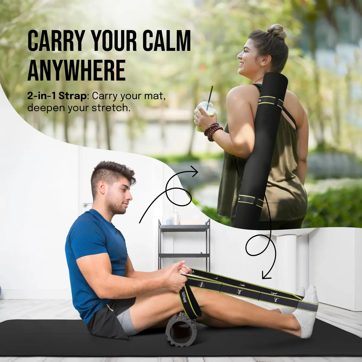 Gogokiwi Extra Wide Yoga Mat 72"L x 36"W x 1/4" (6mm) Thick | Non-Slip Fitness & Exercise Mat with Alignment Marks - view 7