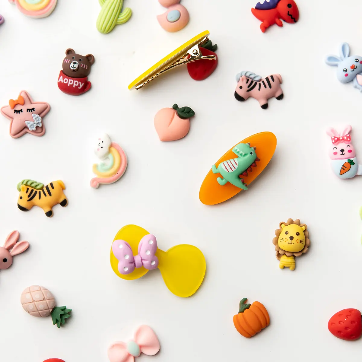 LEEXINLUU Slime Charms Cartoon Animal & Fruit Set | Assorted Resin Flatback 100pcs for DIY Crafts & Scrapbooking - view 7