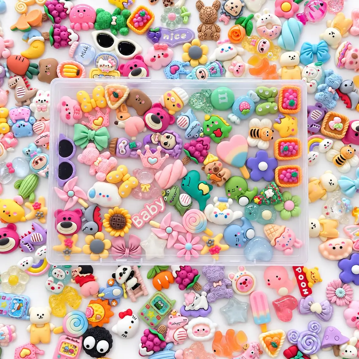 LEEXINLUU Slime Charms Cartoon Animal & Fruit Set | Assorted Resin Flatback 100pcs for DIY Crafts & Scrapbooking - view 3