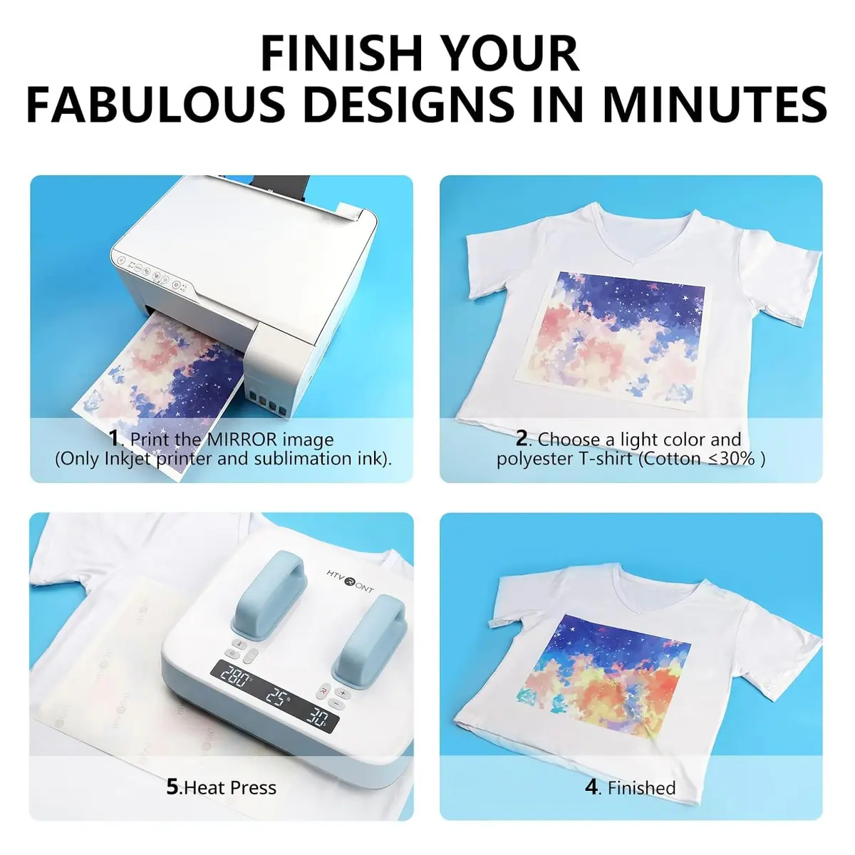 HTVRONT Sublimation Paper for T-Shirts & Mug 8.5x11 Inch | Vibrant Colors & Professional Results - view 7