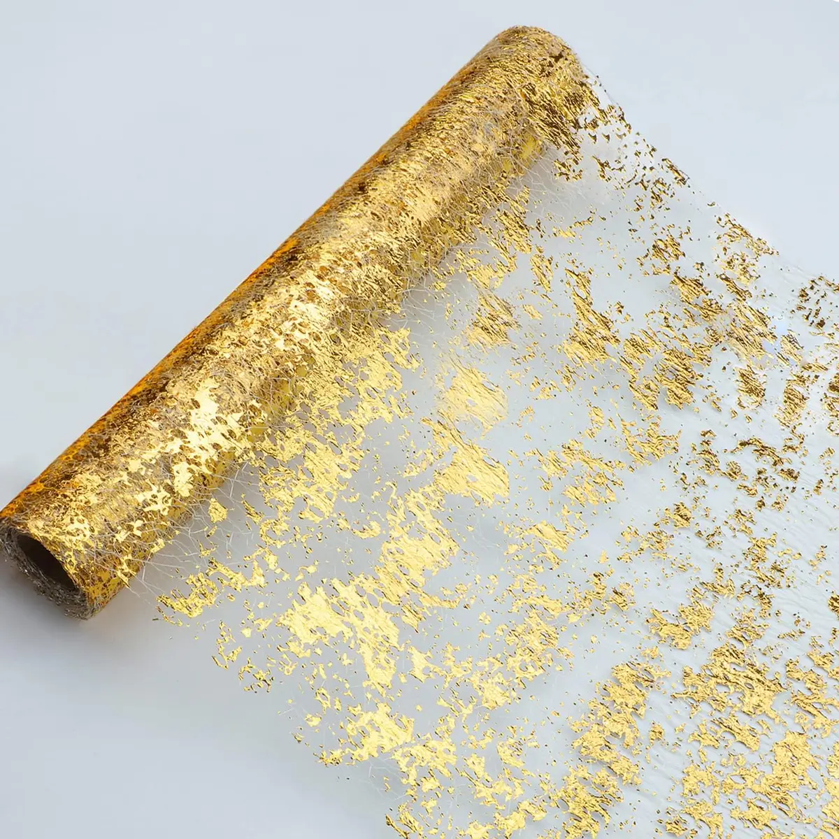 Snowkingdom Gold Sequin Glitter Table Runner 274 cm (900 inches) | Sparkly Metallic Foil Mesh Roll for Parties & Events - main product image