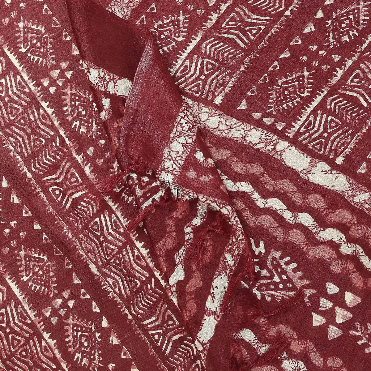 DUPATTA BAZAAR Women's Batik Printed Silk Dupatta Free Maroon | Elegant Festive Accessory - view 5