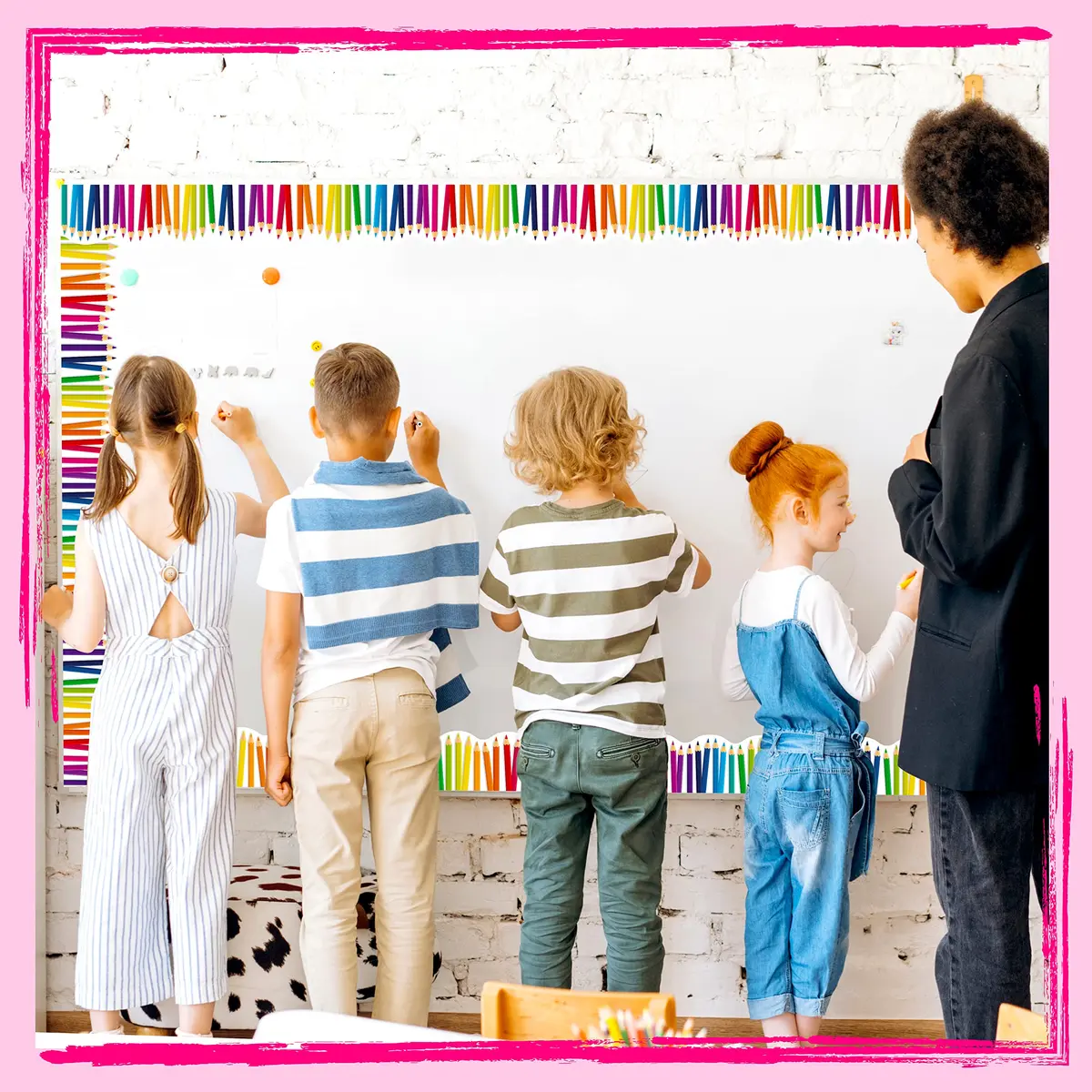 ERKE 60 Feet Bulletin Board Borders, Scalloped Rolled Border Trim with Pencil Patterns, 18.28 m (60 ft) | Classroom & Office Decor - view 7