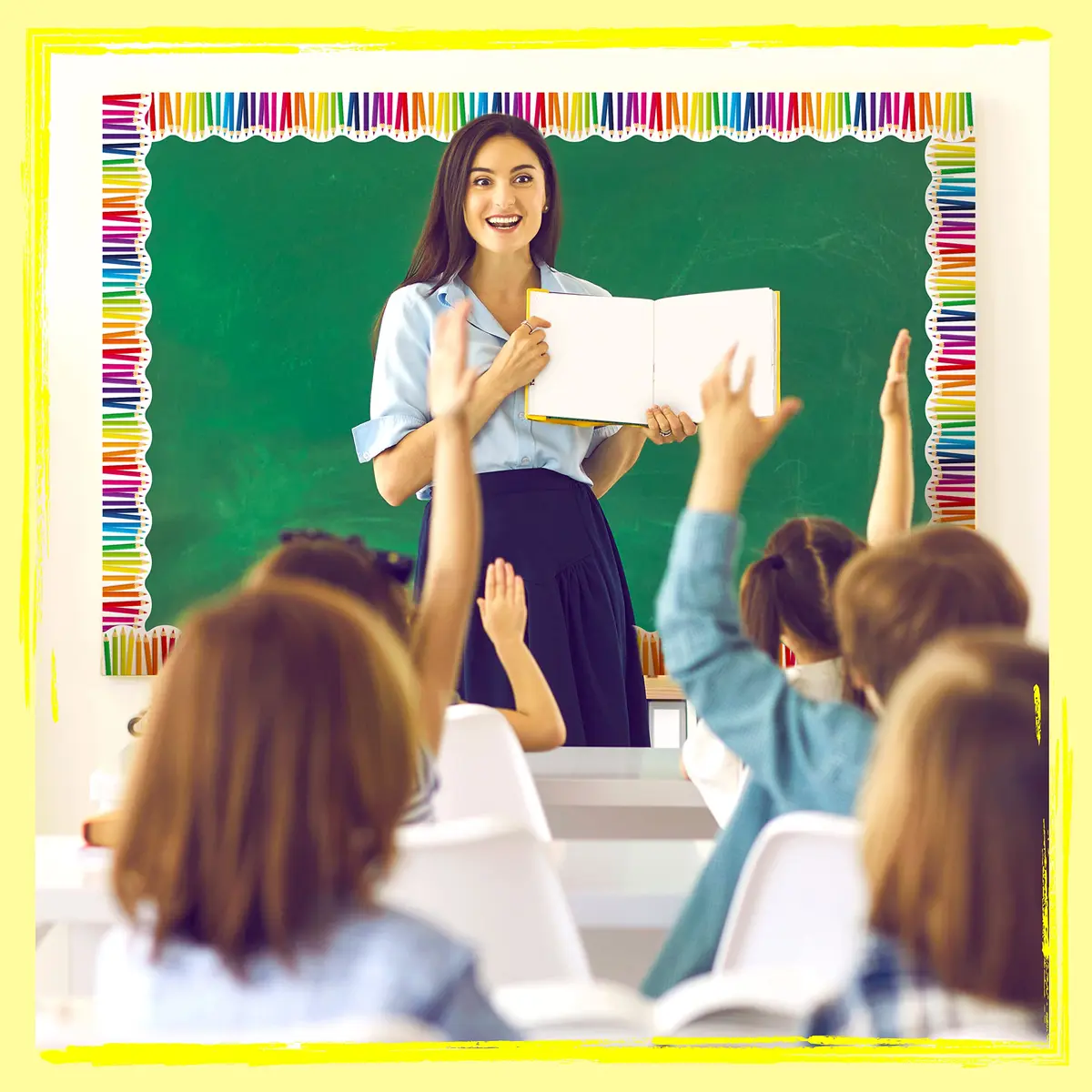 ERKE 60 Feet Bulletin Board Borders, Scalloped Rolled Border Trim with Pencil Patterns, 18.28 m (60 ft) | Classroom & Office Decor - view 4