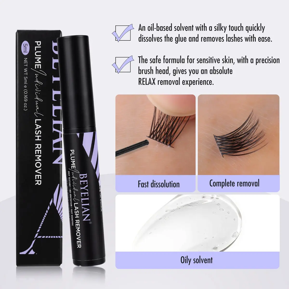 BEYELIAN Lash Remover 5g | Gentle & Deep Clean for Eyelash Extensions - view 3