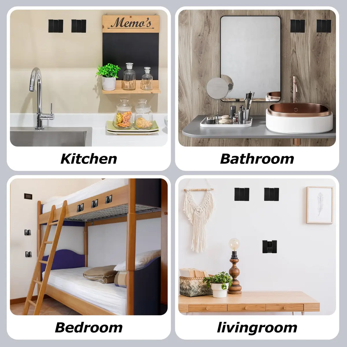 Queekay 4 Pcs Folding Hideaway Coat Hooks Heavy Duty Wall Aluminum 2.3x2.0x0.55 in | Space-saving Retractable Wall Hangers - view 4