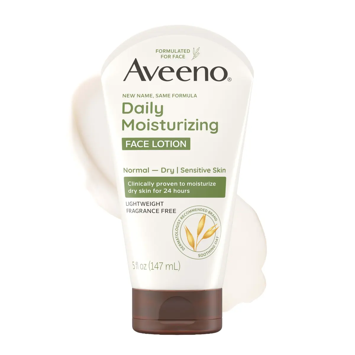 Aveeno Daily Moisturizing Face Lotion Fragrance-Free 141ml (5 oz) | Prebiotic Oat for 24-Hour Hydration - main product image