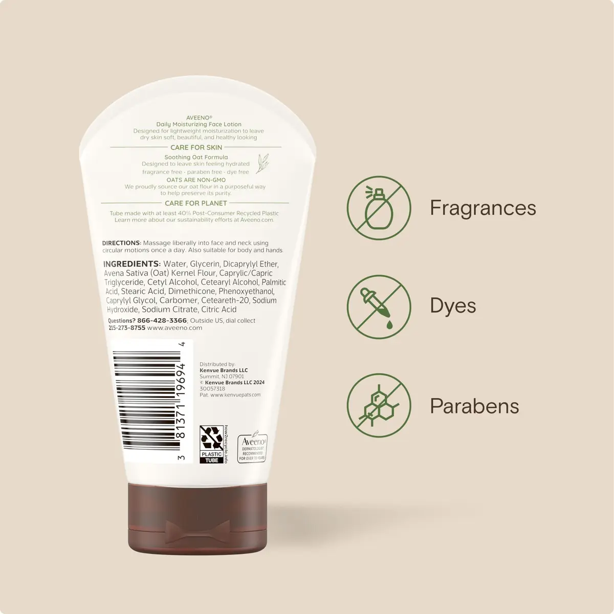 Aveeno Daily Moisturizing Face Lotion Fragrance-Free 141ml (5 oz) | Prebiotic Oat for 24-Hour Hydration - view 8