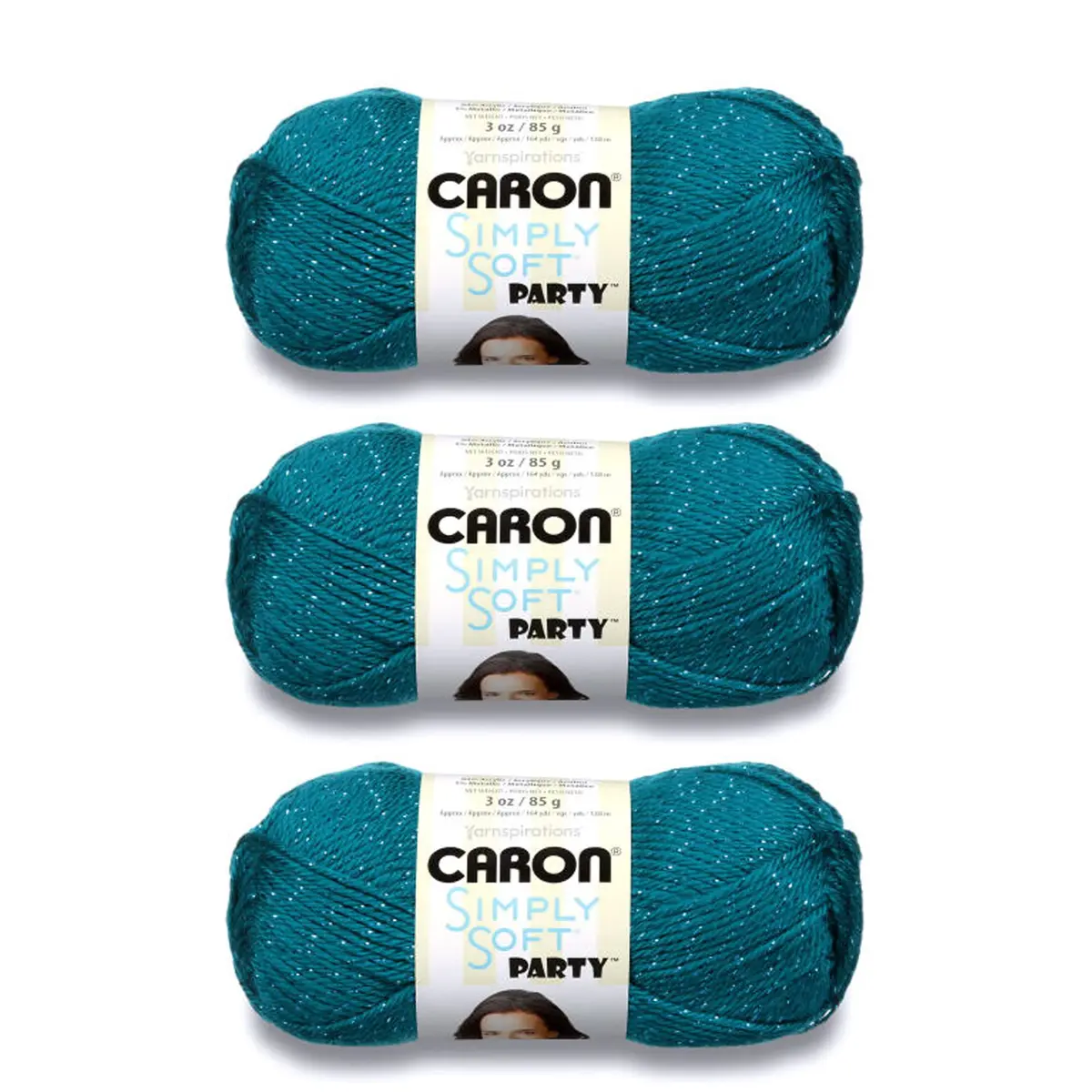 Caron Simply Soft Party Acrylic Yarn 255 g (8.99 oz) 3-Pack | Sparkle Crochet & Knitting Yarn - main product image
