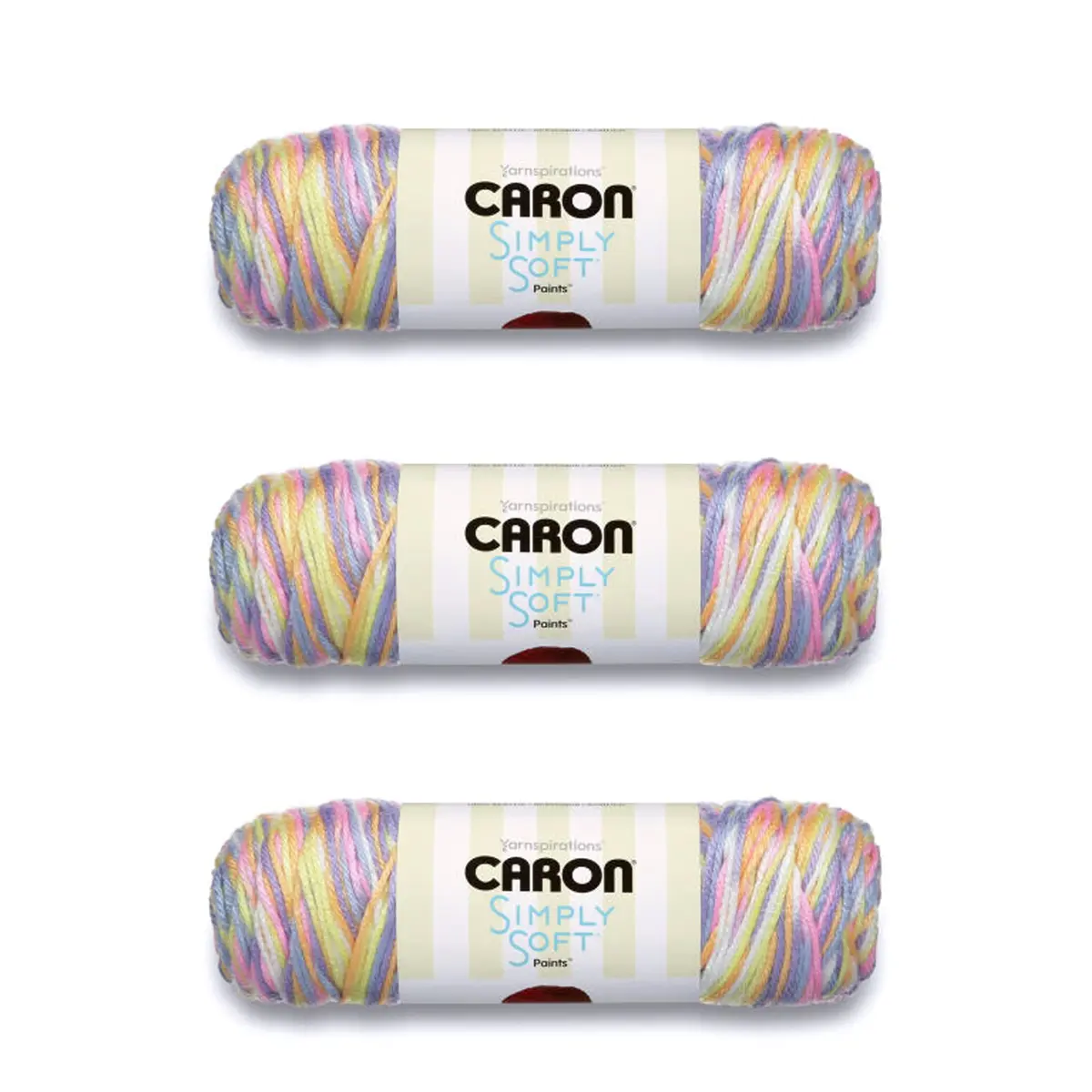 Caron Simply Soft Paints Yarn for Crocheting, Baby Brights, 3-Pack | 705 yards (645 m) Worsted Weight Acrylic Yarn - main product image
