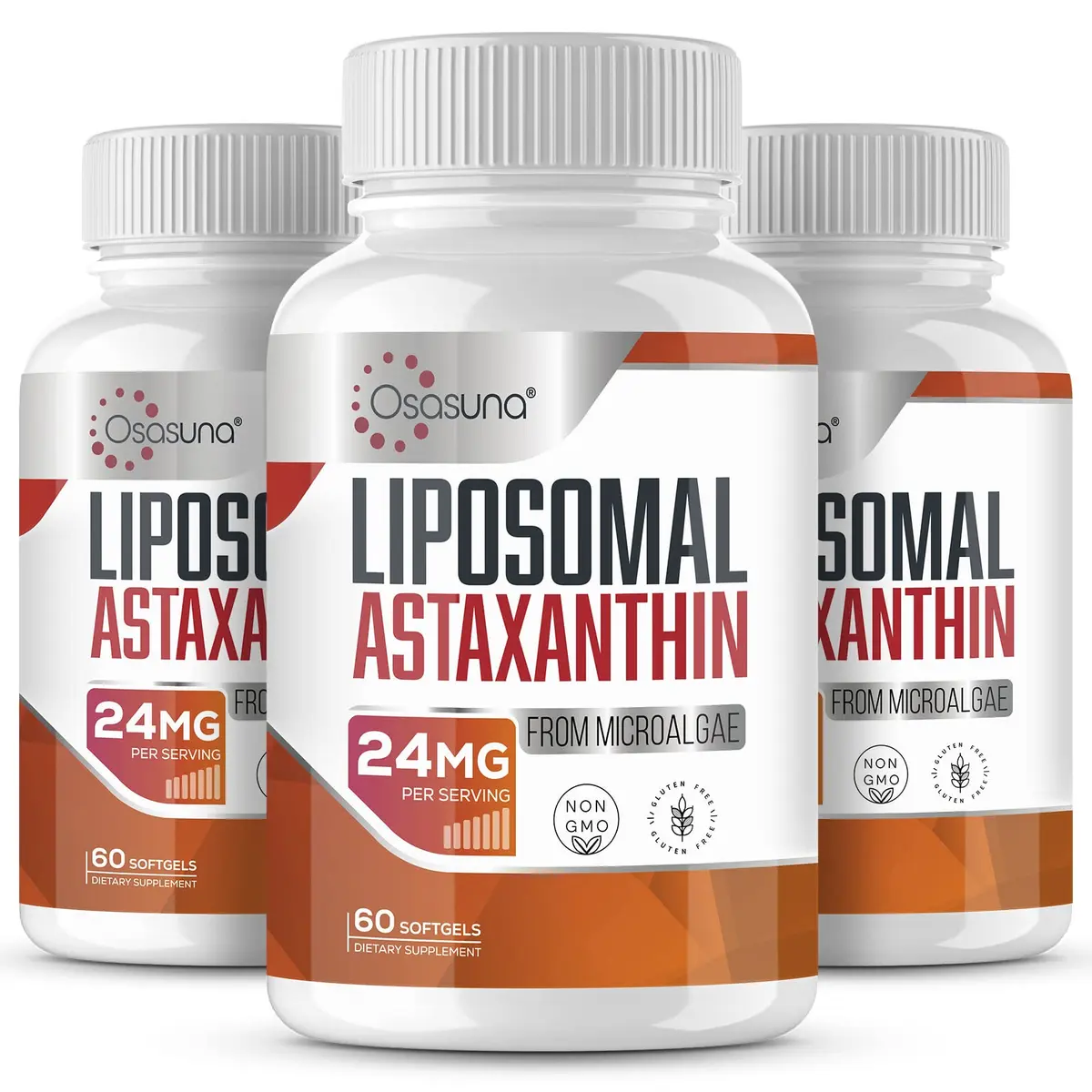 Osasuna Liposomal 24mg Astaxanthin for MAX Absorption | Antioxidant for Immunity, Skin & Eyes - 180 Softgels - main product image