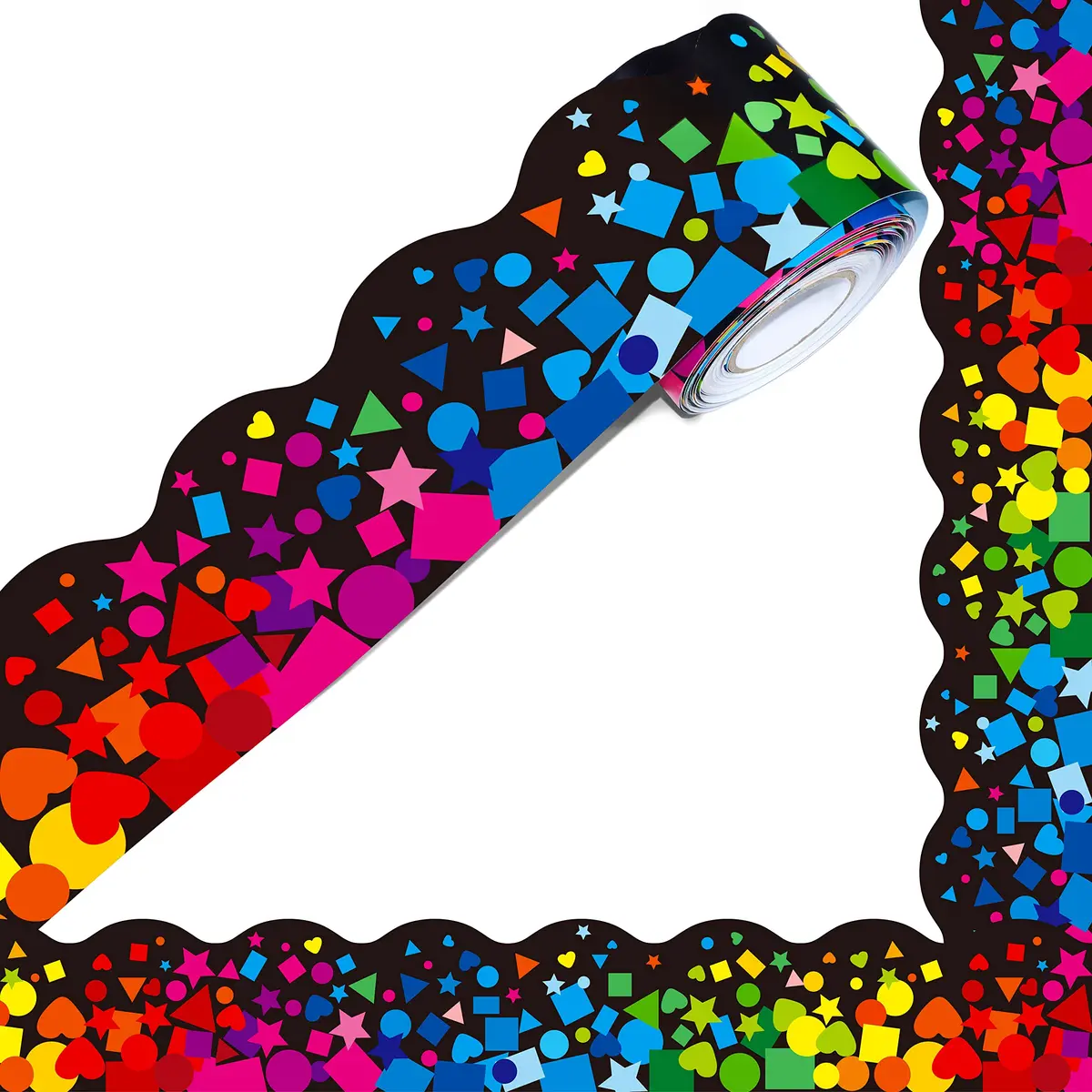 ERKE Scalloped Confetti Bulletin Board Borders 60 ft (18.3 m) | Classroom & Office Decor - main product image