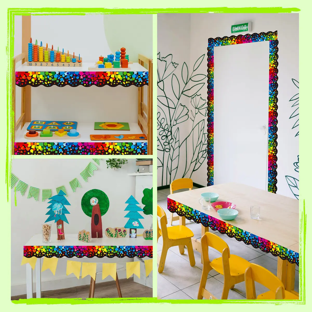 ERKE Scalloped Confetti Bulletin Board Borders 60 ft (18.3 m) | Classroom & Office Decor - view 4